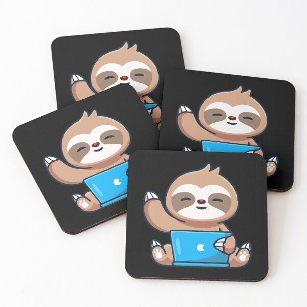 Item preview, Cute Sloth Using a Laptop – Cozy Cartoon Illustration designed and sold by T-Chou.