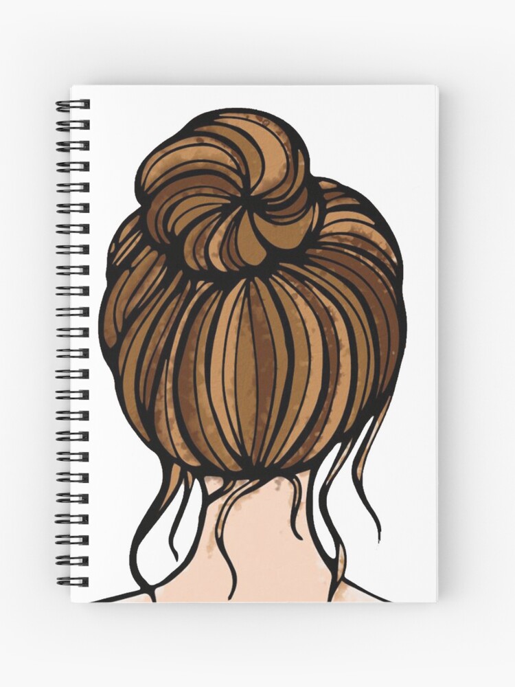 Messy Hair Bun Brown Spiral Notebook By Theothervika Redbubble