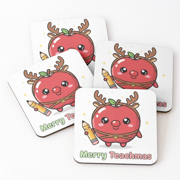 Item preview, Teacher Christmas Design – Cute Kawaii Apple Reindeer Illustration for Teachmas designed and sold by infocart.