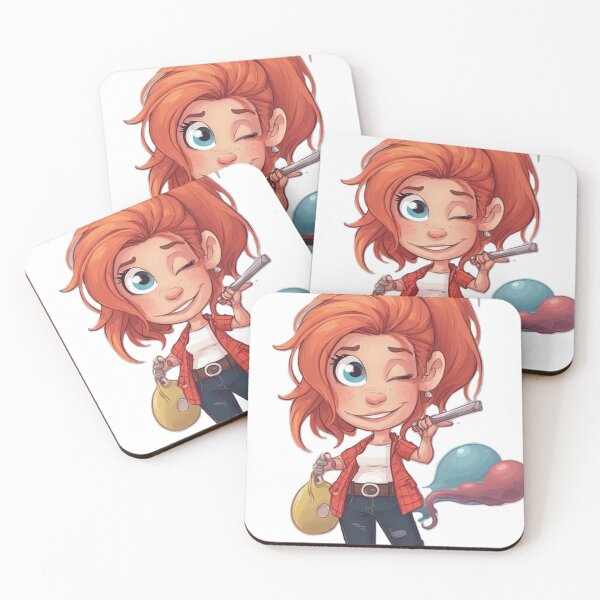 Item preview, Cute Redhead Artist Girl with Paintbrush & Palette - 3D Cartoon Style designed and sold by Mido-artister.