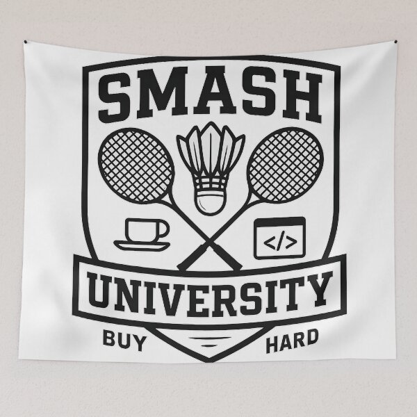 Item preview, Smash University – Full Crest Badminton Typography Logo designed and sold by techy-rrr.
