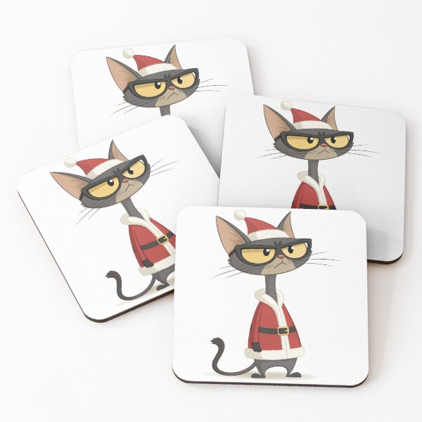 Item preview, Grumpy Santa Cat – Funny Christmas Cartoon by Vivo Studio Style designed and sold by VivoStudio.