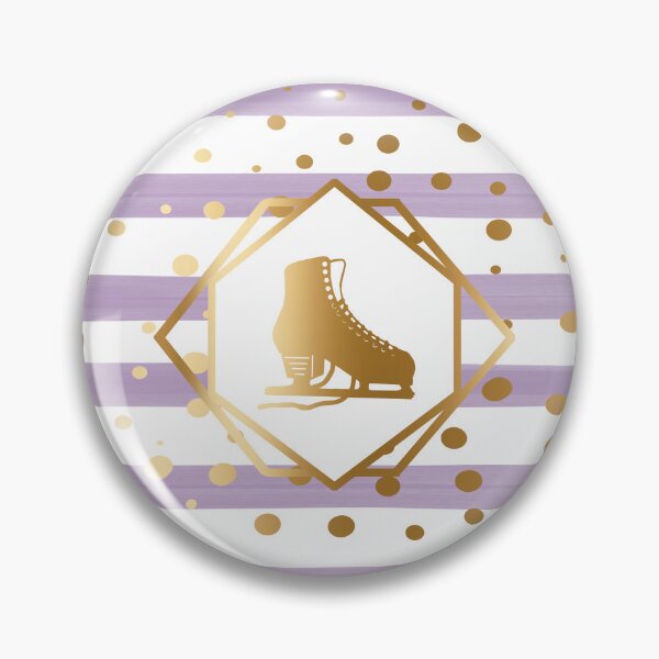 Item preview, Gold Figure Skate on Pastel Lavendar Stripes with Gold Dots designed and sold by Purposely Designed.