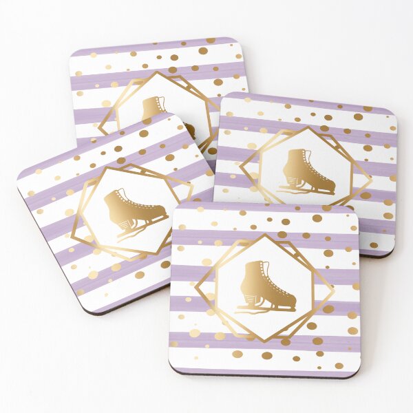 Item preview, Gold Figure Skate on Pastel Lavendar Stripes with Gold Dots designed and sold by Purposely Designed.