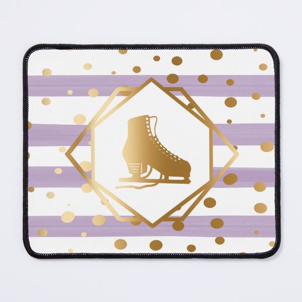 Item preview, Gold Figure Skate on Pastel Lavendar Stripes with Gold Dots designed and sold by PD-Skating.