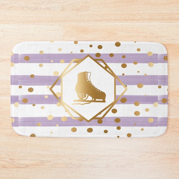 Item preview, Gold Figure Skate on Pastel Lavendar Stripes with Gold Dots designed and sold by PD-Skating.