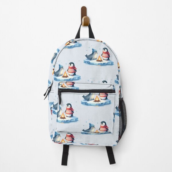 Item preview, Penguin and seal on an ice floe with a Christmas campfire designed and sold by LiskoDesign.