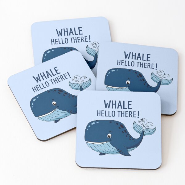Item preview, Cute Whale Pun Design – “Whale Hello There” Funny Ocean Animal Art designed and sold by Imaginationbeyond.
