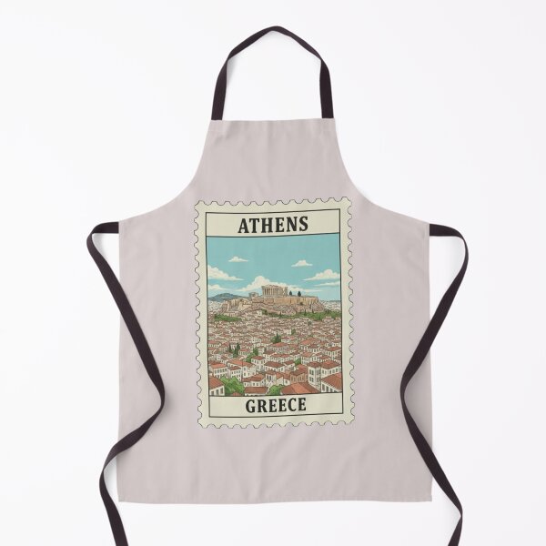 Item preview, Vintage Athens Greece Acropolis Travel Stamp Illustration designed and sold by allaboutstamps.