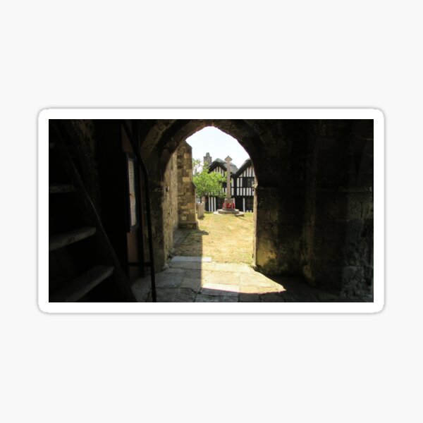 VIEW FROM A CHURCH DOORWAY. Sticker