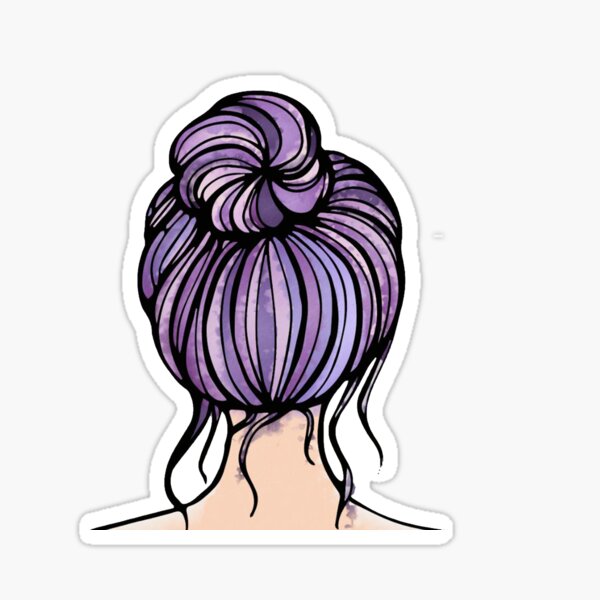 Messy Hair Bun- Purple Sticker