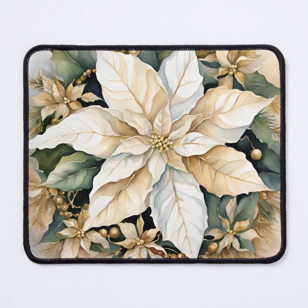 Item preview, Poisettia,  Watercolor Florals Pattern  Creamy Beige Star of Bethlehem,Christmas Poinsettia Romantic Elegant Pattern designed and sold by KolorellaS.