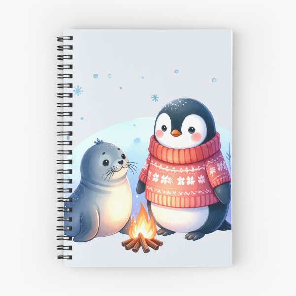 Item preview, Penguin and seal in front of the campfire at Christmas designed and sold by LiskoDesign.