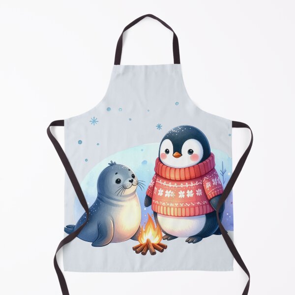 Item preview, Penguin and seal in front of the campfire at Christmas designed and sold by LiskoDesign.