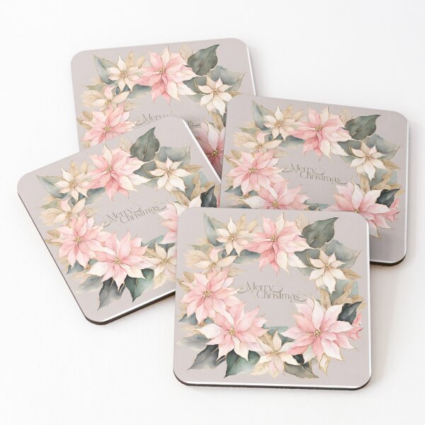 Item preview, Advent Wreath, Poisettia,  Watercolor Poinsettia Florals Pattern Pink Star of Bethlehem,Christmas  Romantic Elegant Pattern designed and sold by KolorellaS.