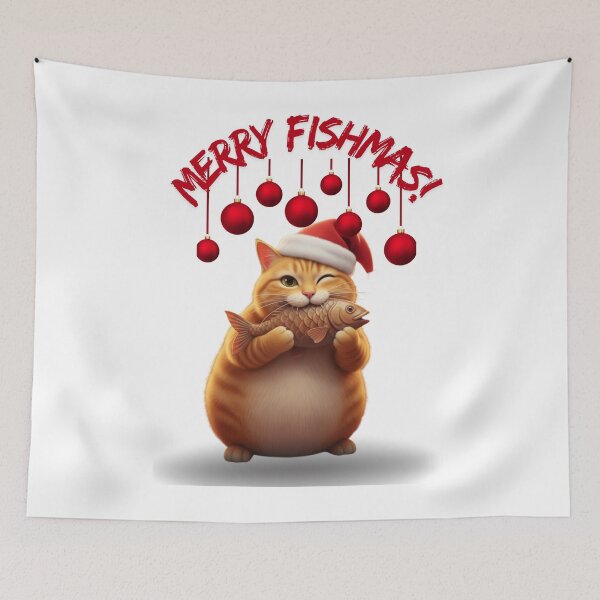 Item preview, Merry Fishmas Funny Christmas Cat designed and sold by CoolstoffStudio.
