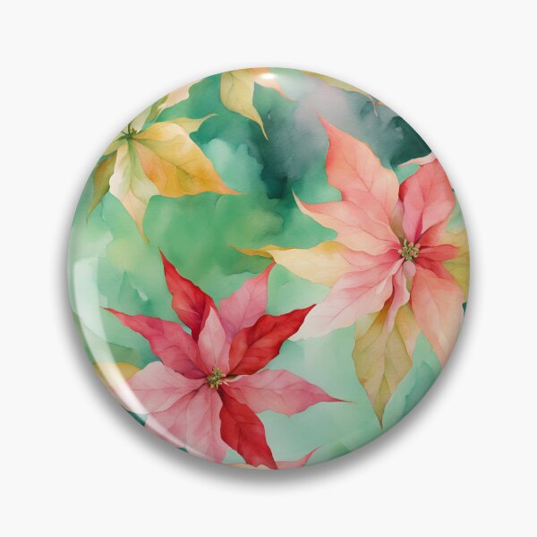 Item preview, Poisettia,  Poinsettia Watercolor Florals Pattern  Green Pink Star of Bethlehem,Christmas  Romantic Elegant Pattern designed and sold by KolorellaS.