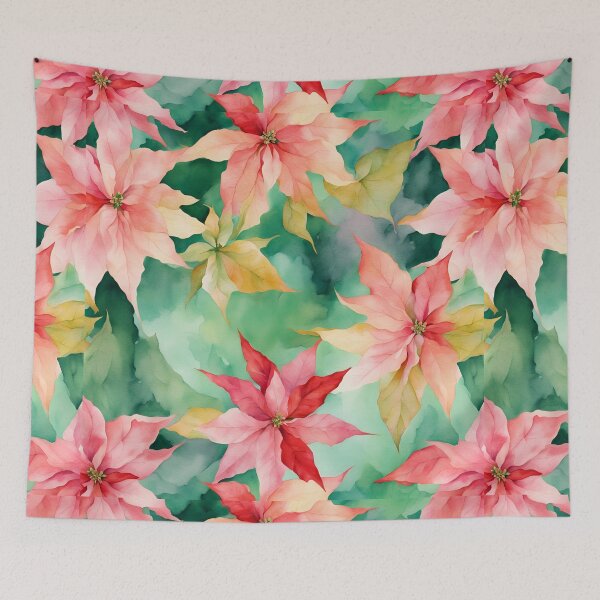 Item preview, Poisettia,  Poinsettia Watercolor Florals Pattern  Green Pink Star of Bethlehem,Christmas  Romantic Elegant Pattern designed and sold by KolorellaS.