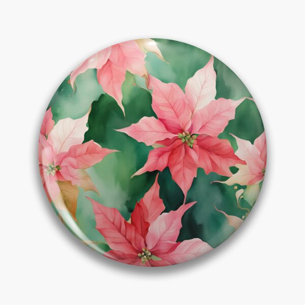 Item preview,  Poisettia,  Poinsettia Watercolor Florals Pattern  Green Pink Star of Bethlehem,Christmas  Romantic Elegant Pattern designed and sold by KolorellaS.