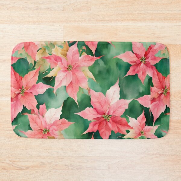 Item preview,  Poisettia,  Poinsettia Watercolor Florals Pattern  Green Pink Star of Bethlehem,Christmas  Romantic Elegant Pattern designed and sold by KolorellaS.