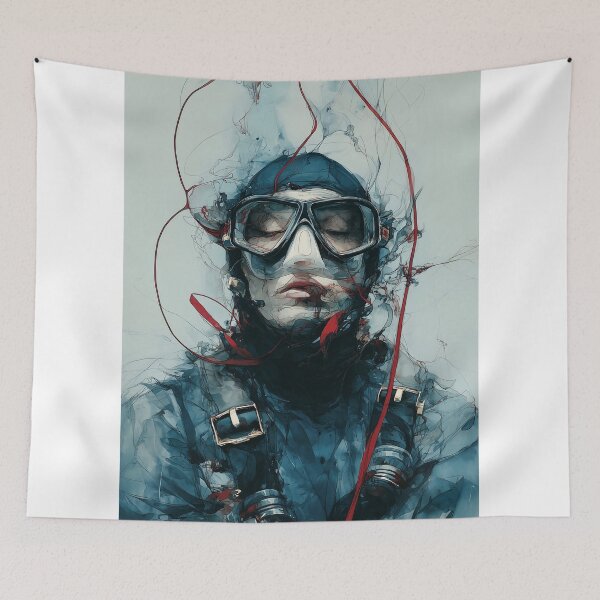 Item preview, Diver in Abstract Underwater Scene designed and sold by lautir.