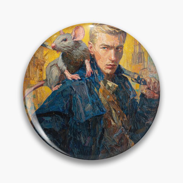 Item preview, The Swordsman and His Rat - Impressionist Oil Painting Portrait designed and sold by DigitalArtKiosk.