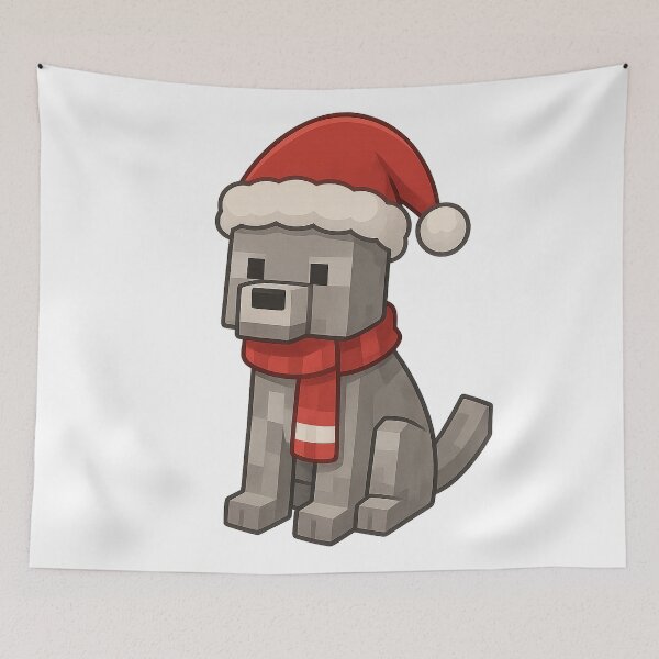 Item preview, Wolf Santa Claus, Minecraft Style! Blocky, Jolly & Ready for Christmas designed and sold by DibujandoPorfa.