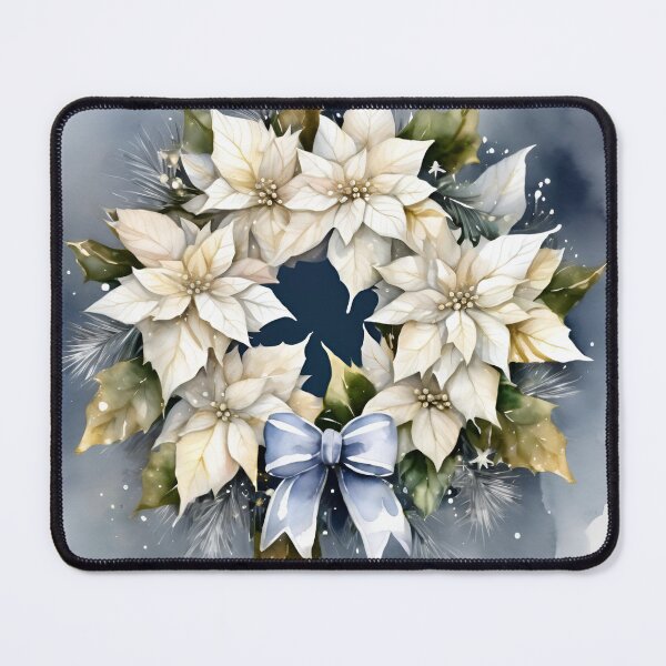 Item preview,  Poisettia,  Poinsettia Watercolor Florals Pattern  Green White Blue Star of Bethlehem,Christmas  Romantic Elegant Pattern designed and sold by KolorellaS.