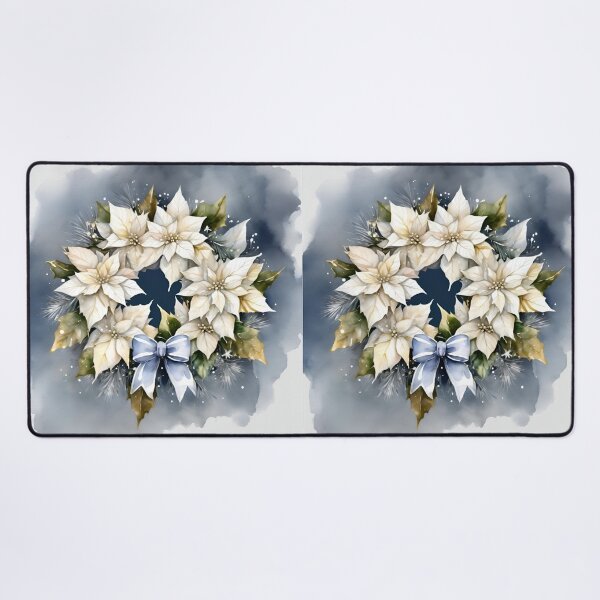 Item preview, Poisettia, Poinsettia Watercolor Florals Pattern Green White Blue Star of Bethlehem,Christmas Romantic Elegant Pattern designed and sold by KolorellaS.