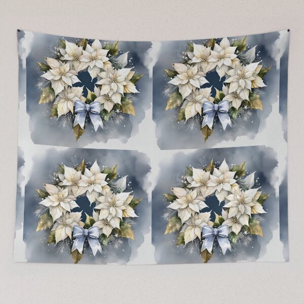 Item preview,  Poisettia,  Poinsettia Watercolor Florals Pattern  Green White Blue Star of Bethlehem,Christmas  Romantic Elegant Pattern designed and sold by KolorellaS.