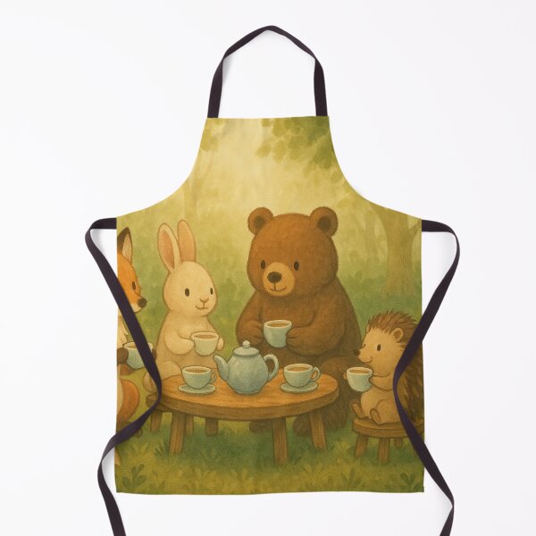 Item preview, Woodland Tea Party – Cute Forest Animals Drinking Tea in a Cozy Clearing designed and sold by leen12 Art Designs Prints.