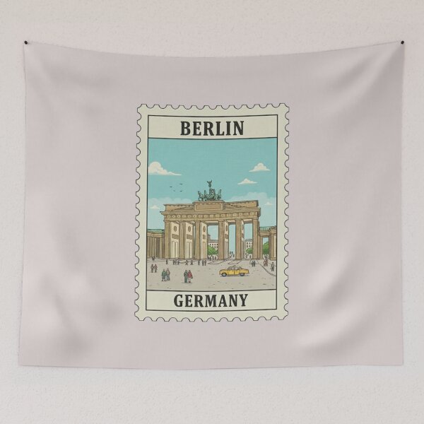 Item preview, Vintage Berlin Germany Brandenburg Gate Travel Stamp designed and sold by allaboutstamps.