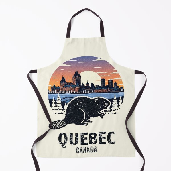 Item preview, Vintage Quebec Canada Architecture with Beaver – Retro Sunset Landscape designed and sold by Imaginationbeyond.