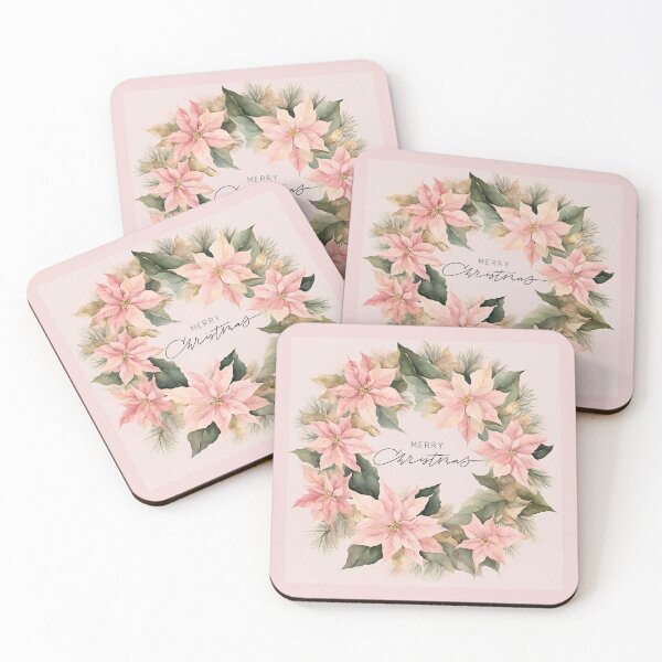 Item preview,  Advent Wreath, Poisettia,  Poinsettia  Watercolor Florals Pattern  Green Pink Star of Bethlehem,Christmas  Winter Florals designed and sold by KolorellaS.