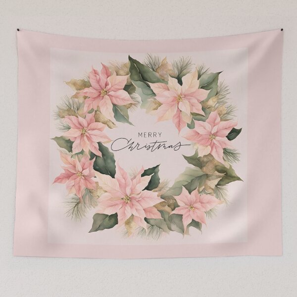 Item preview,  Advent Wreath, Poisettia,  Poinsettia  Watercolor Florals Pattern  Green Pink Star of Bethlehem,Christmas  Winter Florals designed and sold by KolorellaS.