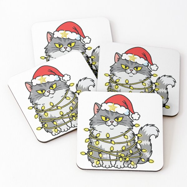 Item preview, Merry Christmas With a Cat And Christmas Lights. designed and sold by Dinasshop.