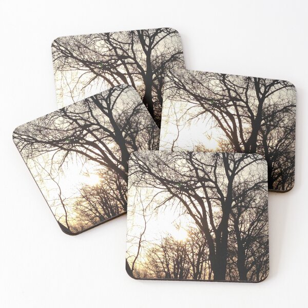 Item preview, Sunset Glow Through Winter Trees Photo designed and sold by paulamdukecreative.