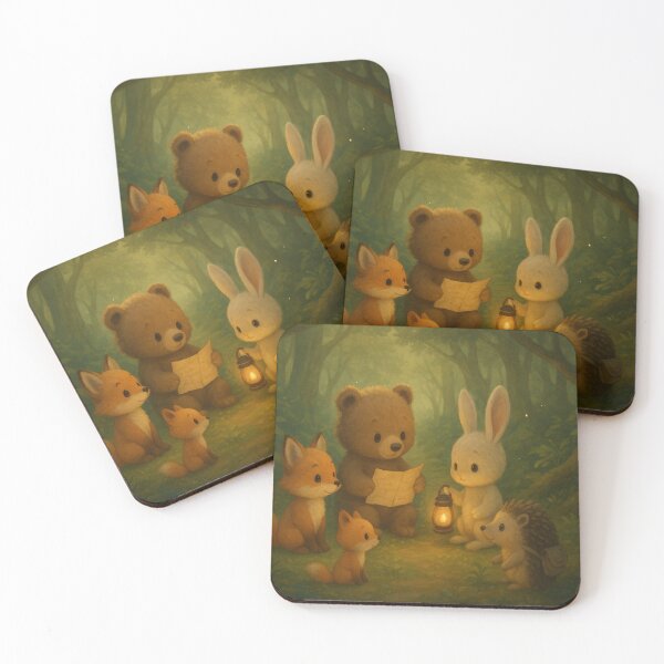 Item preview, Baby Animal Adventure Club – Cute Woodland Friends Exploring a Magical Forest designed and sold by leen12 Art Designs Prints.