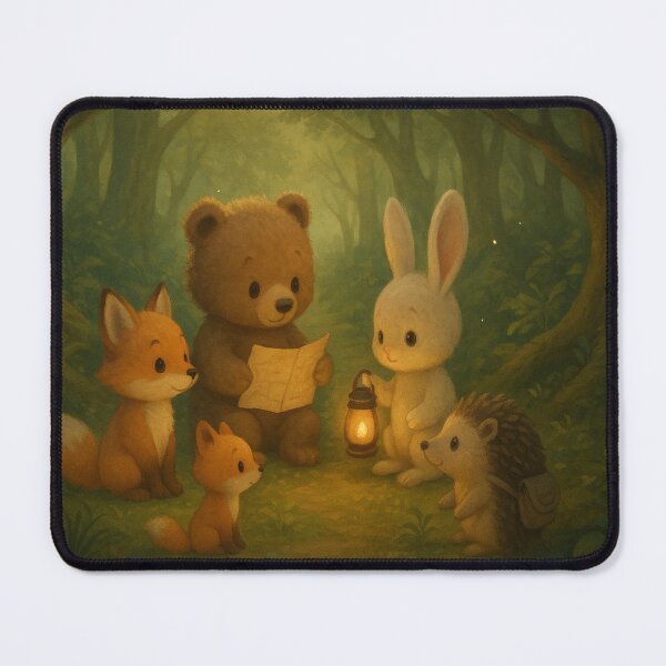 Item preview, Baby Animal Adventure Club – Cute Woodland Friends Exploring a Magical Forest designed and sold by leen12 Art Designs Prints.