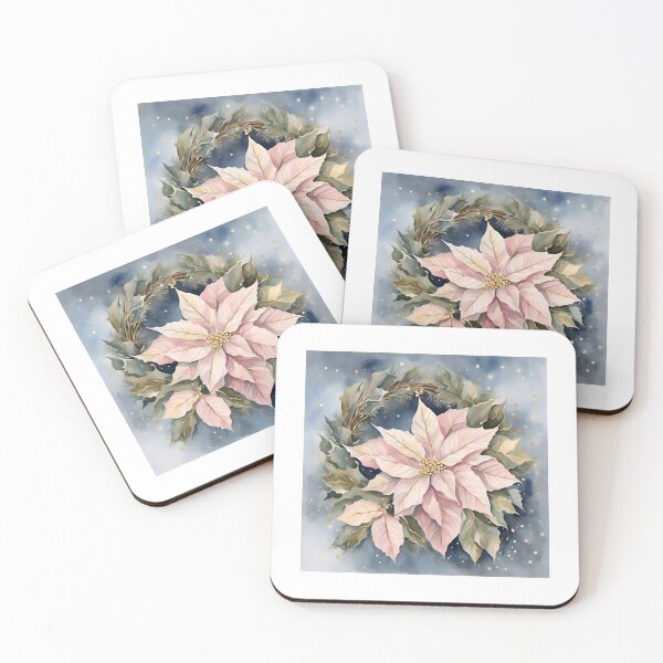 Item preview, Poisettia,  Poinsettia  Watercolor Florals Pattern  Green Pink Star of Bethlehem,Christmas  Romantic Elegant Pattern designed and sold by KolorellaS.