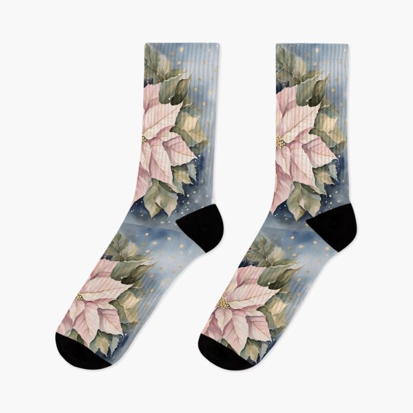 Item preview, Poisettia,  Poinsettia  Watercolor Florals Pattern  Green Pink Star of Bethlehem,Christmas  Romantic Elegant Pattern designed and sold by KolorellaS.