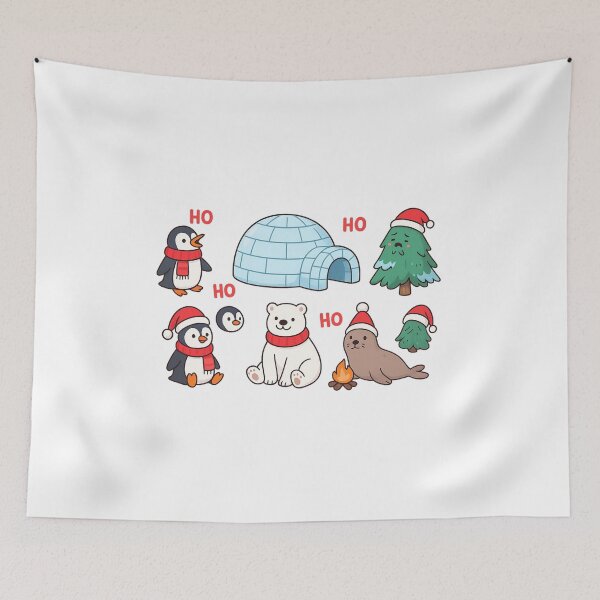 Item preview, Cute Funny Christmas Penguins & Arctic Animals Around an Igloo – Holiday T-Shirt Design designed and sold by MeixGraphics.
