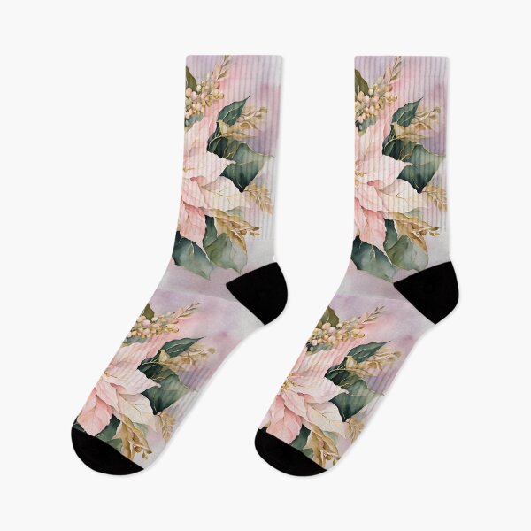 Item preview, Poisettia,  Poinsettia  Watercolor Florals Pattern  Green Pink Star of Bethlehem,Christmas  Romantic Elegant Pattern designed and sold by KolorellaS.