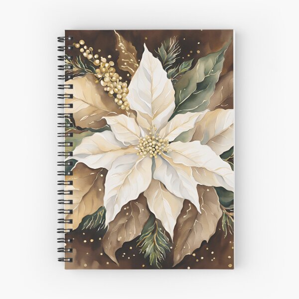 Item preview,  Poisettia,  Poinsettia  Watercolor Florals Pattern  Creamy Beige Brown Star of Bethlehem,Christmas  Romantic Elegant Pattern designed and sold by KolorellaS.