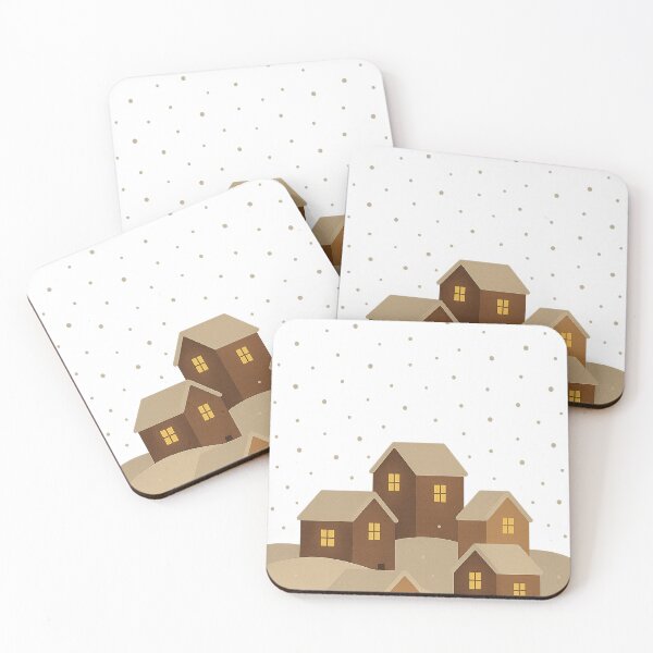 Item preview, Minimal Snowy Village Night designed and sold by Fernova.