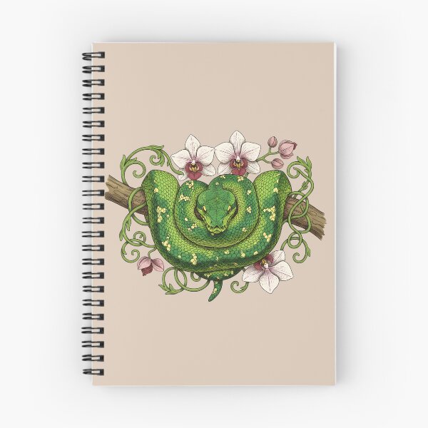 Item preview, Green Tree Python with Pale Pink Orchids and Vines designed and sold by BirdsnStuff.