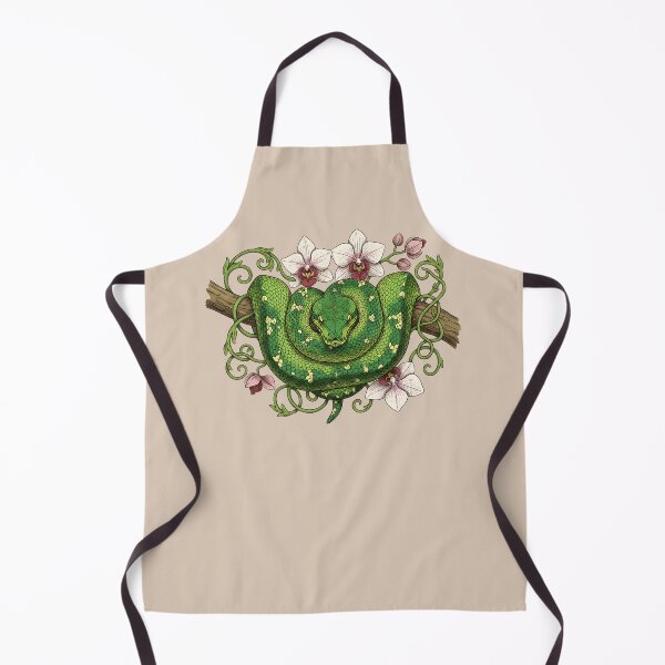 Item preview, Green Tree Python with Pale Pink Orchids and Vines designed and sold by BirdsnStuff.