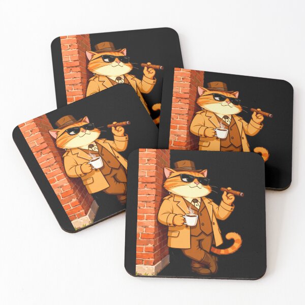 Item preview, Master Cat on Stakeout – Coffee in Paw, Cigar at the Ready designed and sold by SmartDesigner-.