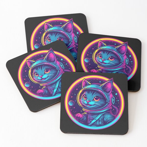 Item preview, Retro Cosmic Astronaut Cat Logo – Vintage Space Kitty Design designed and sold by SweetRossel.