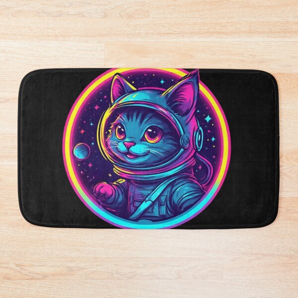 Item preview, Retro Cosmic Astronaut Cat Logo – Vintage Space Kitty Design designed and sold by SweetRossel.